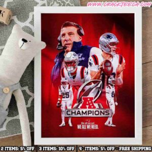 12-Time AFC Champions New England Patriots Make History On The Road To Super Bowl LX Poster Canvas