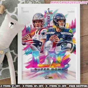 2025-26 Super Bowl LX Is Set New England Patriots Vs Seattle Seahawks Championship Showdown Poster Canvas