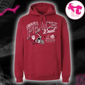 2026 Chick-Fil-A Peach Bowl Indiana Hoosiers Helmet Pull Over Hoodie Shirt