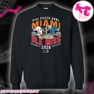 2026 Vrbo Fiesta Bowl Matchup Miami Hurricanes Vs Ole Miss Rebels Proving Ground Crewneck Sweatshirt