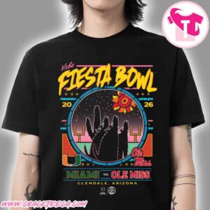 2026 Vrbo Fiesta Bowl Miami Vs Ole Miss Matchup CFP Semifinal Neon Nightfall T-Shirt