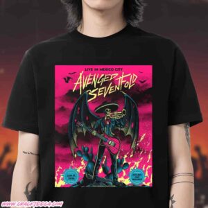 Avenged Sevenfold 2026 Mexico Concert Poster At Estadio Gnp Seguros On January 17 Artwork By Salvador Verano C T-Shirt
