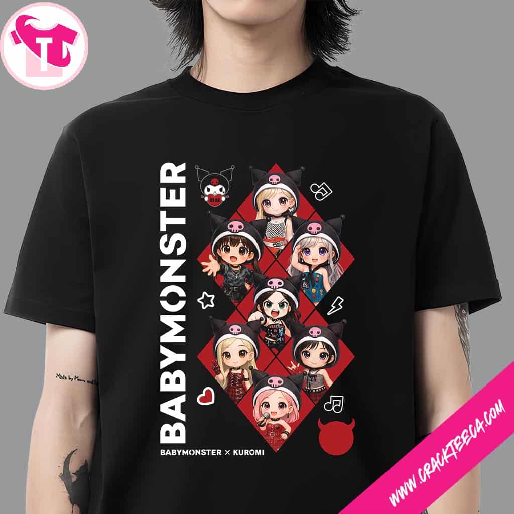 BABYMONSTER x KUROMI Official Collaboration Merchandise T-Shirt BABYMONSTER x KUROMI Official Collaboration Merchandise T-Shirt