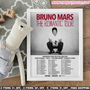 Bruno Mars The Romantic North America Europe UK Tour Dates 2026 Poster Canvas