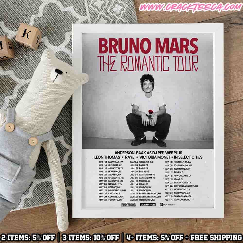 Bruno Mars The Romantic North America Europe UK Tour Dates 2026 Poster Canvas Bruno Mars The Romantic North America Europe UK Tour Dates 2026 Poster Canvas