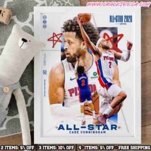 Cade Cunningham NBA Detroit Pistons Is An All-Star Starter 2026 Decor Poster Canvas