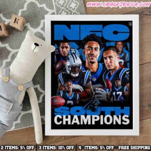Carolina Panthers Are 2025 NFC South Champions For The First Time In 10 Years Home Decor Poster Canvas