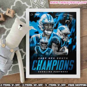 Carolina Panthers Are 2025 NFC South Champions Home Decor Poster Canvas