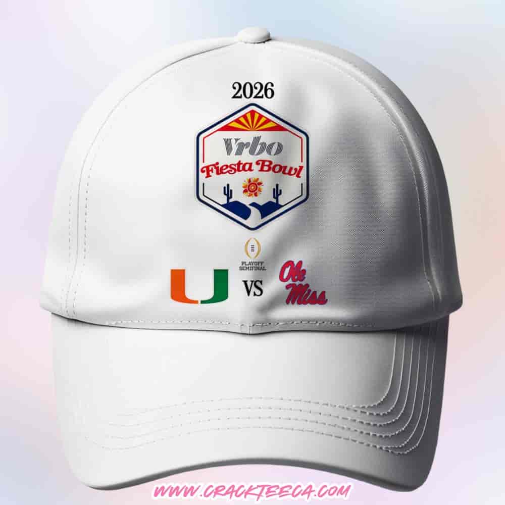 CFB Semifinal At The Vrbo Fiesta Bowl 2026 Miami Hurricanes Vs Ole Miss Rebels Matchup Classic Hat-Cap CFB Semifinal At The Vrbo Fiesta Bowl 2026 Miami Hurricanes Vs Ole Miss Rebels Matchup Classic Hat-Cap