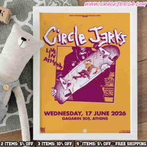 Circle Jerks Concert Poster Athens On June 17 2026 At Gagarin 205 Decor Poster Canvas