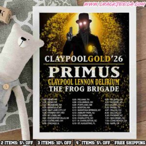 Claypool Gold Tour Dates 2026 With Primus The Claypool Lennon Delirium and The Frog Brigade Poster Canvas