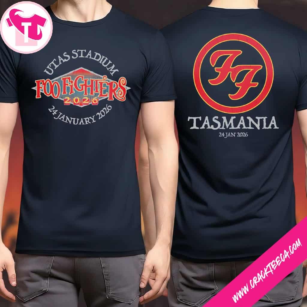 Foo Fighters Australia Tasmania 2026 Exclusive Merch Live At Utas Stadium On January 24 Navy T-Shirt Foo Fighters Australia Tasmania 2026 Exclusive Merch Live At Utas Stadium On January 24 Navy T-Shirt