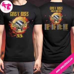 Guns N Roses World Tour 2026 Legendary Rock Band Concert Merchandise Two Sided T-Shirt