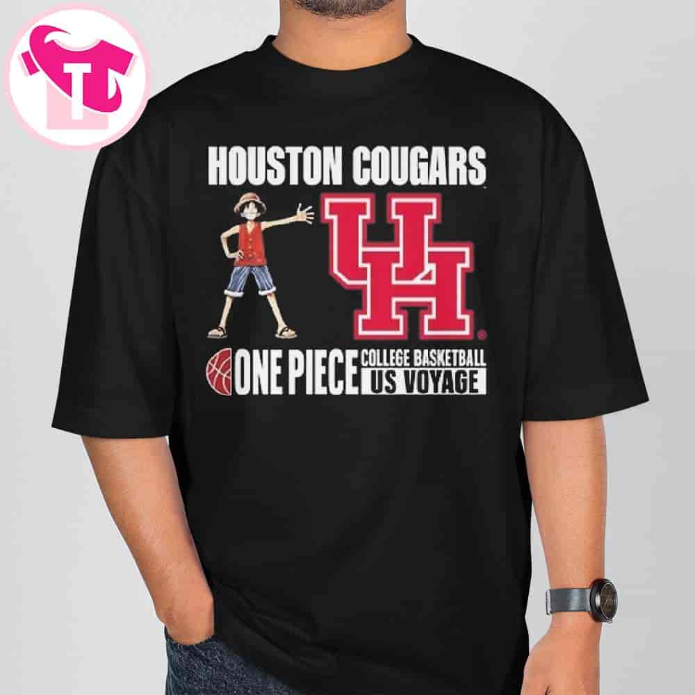 Houston Cougars X One Piece College Basketball US Voyage 2026 T-Shirt Houston Cougars X One Piece College Basketball US Voyage 2026 T-Shirt