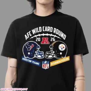 Houston Texans Vs Pittsburgh Steelers 2026 AFC Wild Card Round Helmet Matchup T-Shirt