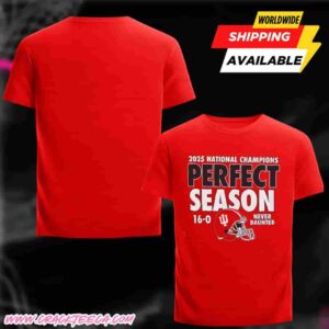 Indiana Hoosiers 2025-26 College Football National Champions 16-0 Undefeated Short Sleeve T-Shirt