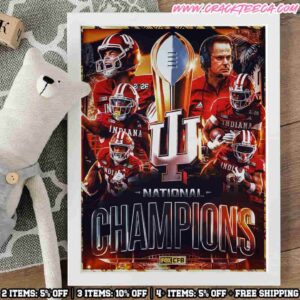 Indiana Hoosiers College Football Playoffs National Champions 2025 Poster Canvas Wall Decor