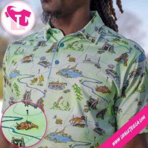 Jurassic Park Park Map All Day Golf Polo Shirt
