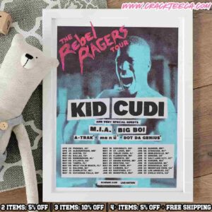 Kid Cudi The Rebel Ragers Tour Dates 2026 With Special Guest Decor Poster Canvas