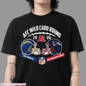 Los Angeles Chargers Vs New England Patriots 2026 AFC Wild Card Round Helmet Matchup T-Shirt