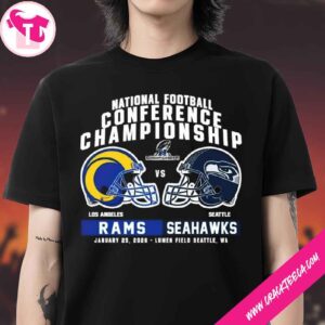 Los Angeles Rams Vs Seattle Seahawks 2025-26 NFC Championship Head-To-Head Helmet T-Shirt