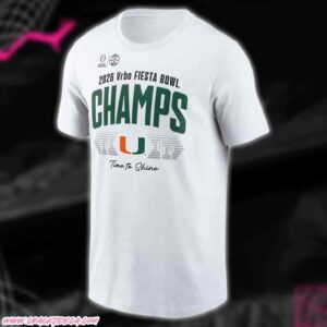 Miami Hurricanes College Football Playoff 2026 Fiesta Bowl Champions Locker Room T-Shirt White
