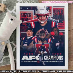 New England Patriots Crowned AFC Champions For The 12th Time In Franchise History Road To Super Bowl LX Poster Canvas