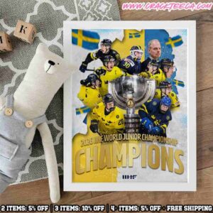 Official Poster Tre Kronor 2026 IIIHF World Junior Championship Champions Home Decor Poster Canvas