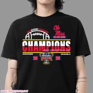 Ole Miss Rebels Football 2026 Allstate Sugar Bowl Champions Locker Room T-Shirt