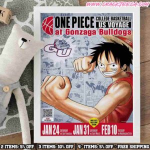 One Piece College Basketball US Voyage 2026 At Gonzaga Bulldogs Decor Poster Canvas