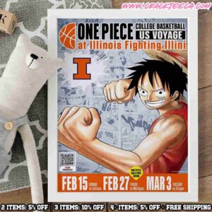 One Piece College Basketball US Voyage 2026 At Illinois Fighting Illini Decor Poster Canvas