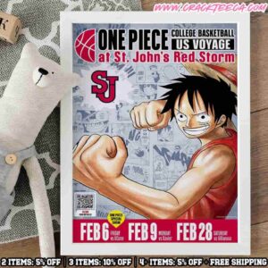 One Piece College Basketball US Voyage 2026 At St John’s Red Storm Decor Poster Canvas
