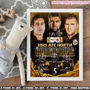 Pittsburgh Steelers 2025 AFC North Champions Kings Of The North Home Decor Poster Canvas