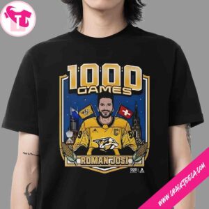 Roman Josi’s 1000 Game Milestone Nashville Predators NHLPA Captain Licensed by 500 LEVEL T-Shirt