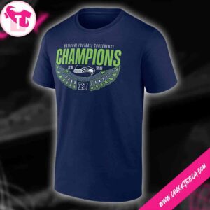 Seattle Seahawks 2025 NFC Champions Hometown Unisex Navy T-Shirt
