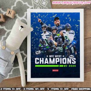 The West Is Seattle Seahawks 2025 NFC West Champions Home Decor Poster Canvas